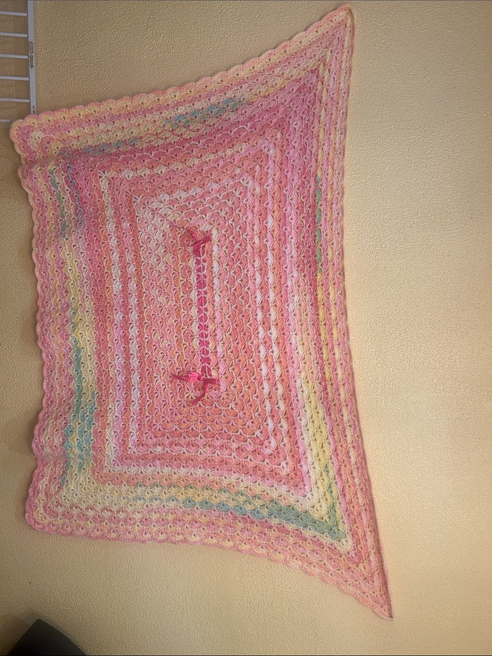 #19. Handmade Pink Crochet Baby Blanket - Soft Pastel Throw